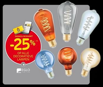 Promotions -25% op alle decoratieve lampen - Eglo - Valide de 15/11/2023 à 27/11/2023 chez Brico