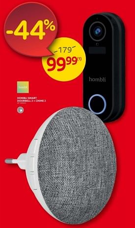 Promoties Hombli smart doorbell 2 + chime 2 - Hombli - Geldig van 15/11/2023 tot 27/11/2023 bij Brico