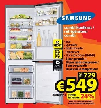 Promotions Samsung combi koelkast - réfrigérateur combi rb34t602esa - Samsung - Valide de 22/11/2023 à 29/11/2023 chez ElectroStock