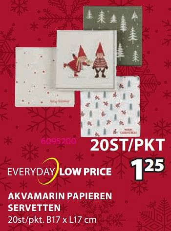 Promoties Akvamarin papieren servetten - Huismerk - Jysk - Geldig van 13/11/2023 tot 26/11/2023 bij Jysk