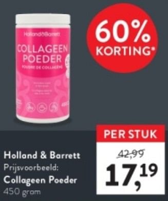 Promoties Collagen poeder - Huismerk - Holland & Barrett - Geldig van 13/11/2023 tot 26/11/2023 bij Holland & Barret