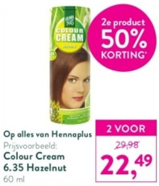 Promoties Colour cream 6.35 hazelnut - Henna Plus - Geldig van 13/11/2023 tot 26/11/2023 bij Holland & Barret
