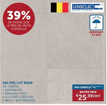 Promotions Sol pvc- lvt rigid - Uniclic - Valide de 14/11/2023 à 18/12/2023 chez Zelfbouwmarkt