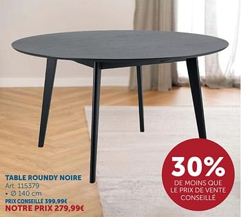 Promotions Table roundy noire - Produit maison - Zelfbouwmarkt - Valide de 14/11/2023 à 18/12/2023 chez Zelfbouwmarkt