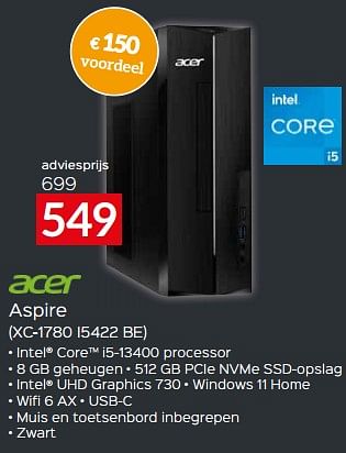 Promoties Acer aspire xc-1780 i5422 be - Acer - Geldig van 17/11/2023 tot 27/11/2023 bij Selexion