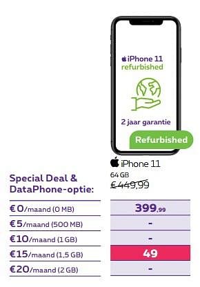Promoties Apple iphone 11 64 gb - Apple - Geldig van 15/11/2023 tot 27/11/2023 bij Proximus