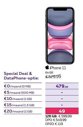 Promoties Apple iphone 11 64 gb - Apple - Geldig van 15/11/2023 tot 27/11/2023 bij Proximus