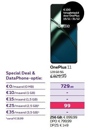 Promoties Oneplus 11 128 gb 5g - OnePlus - Geldig van 15/11/2023 tot 27/11/2023 bij Proximus