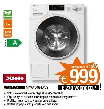Promotions Miele wasmachine miwwd164wcs - Miele - Valide de 17/11/2023 à 27/11/2023 chez Expert