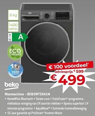 Promotions Beko wasmachine - beb3wt5941m - Beko - Valide de 17/11/2023 à 27/11/2023 chez Exellent