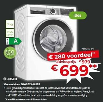 Promoties Bosch wasmachine - bowgg244a6fg - Bosch - Geldig van 17/11/2023 tot 27/11/2023 bij Exellent