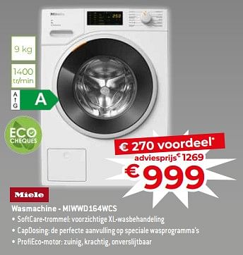 Promoties Miele wasmachine - miwwd164wcs - Miele - Geldig van 17/11/2023 tot 27/11/2023 bij Exellent