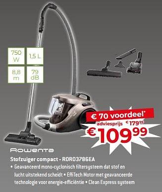 Promoties Rowenta stofzuiger compact - roro3786ea - Rowenta - Geldig van 17/11/2023 tot 27/11/2023 bij Exellent