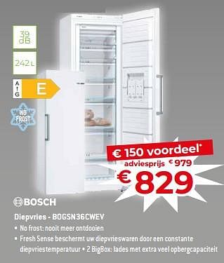 Promoties Bosch diepvries - bogsn36cwev - Bosch - Geldig van 17/11/2023 tot 27/11/2023 bij Exellent