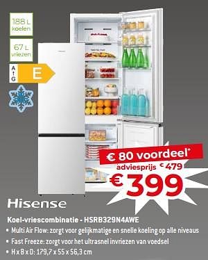 Promoties Hisense koel-vriescombinatie - hsrb329n4awe - Hisense - Geldig van 17/11/2023 tot 27/11/2023 bij Exellent