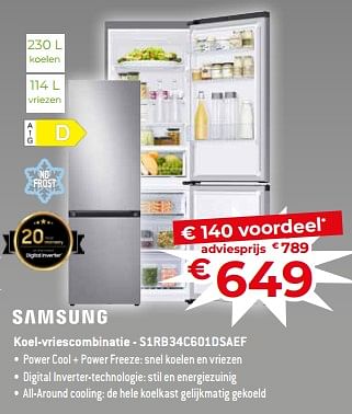 Promoties Samsung koel-vriescombinatie - s1rb34c601dsaef - Samsung - Geldig van 17/11/2023 tot 27/11/2023 bij Exellent