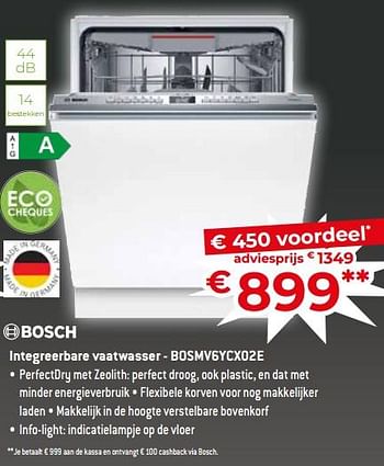 Promotions Bosch integreerbare vaatwasser - bosmv6ycx02e - Bosch - Valide de 17/11/2023 à 27/11/2023 chez Exellent