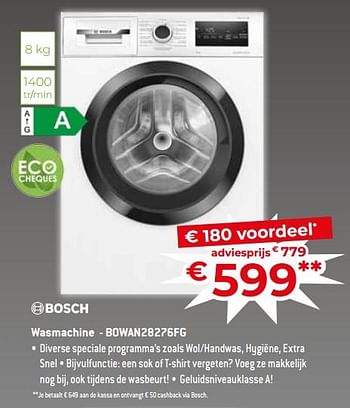 Promoties Bosch wasmachine - bowan28276fg - Bosch - Geldig van 17/11/2023 tot 27/11/2023 bij Exellent