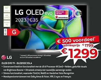 Promoties Lg oled evo tv - oled55c35la - LG - Geldig van 17/11/2023 tot 27/11/2023 bij Exellent