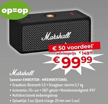 Promoties Marshall speaker emberton - mrembertonbl - MARSHALL - Geldig van 17/11/2023 tot 27/11/2023 bij Exellent
