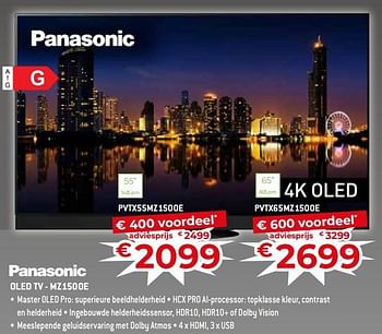 Promoties Panasonic oled tv - pvtx55mz1500e - Panasonic - Geldig van 17/11/2023 tot 27/11/2023 bij Exellent