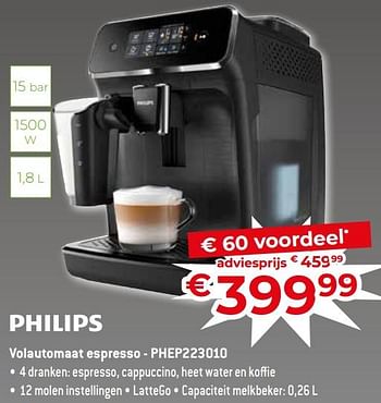 Promoties Philips volautomaat espresso - phep223010 - Philips - Geldig van 17/11/2023 tot 27/11/2023 bij Exellent