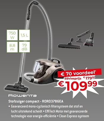 Promoties Rowenta stofzuiger compact - roro3786ea - Rowenta - Geldig van 17/11/2023 tot 27/11/2023 bij Exellent