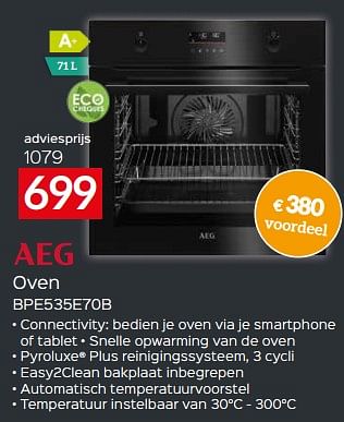 Promoties Aeg oven bpe535e70b - AEG - Geldig van 17/11/2023 tot 27/11/2023 bij Selexion