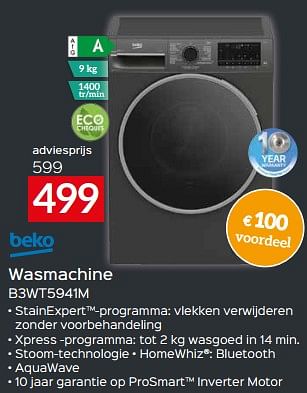 Promoties Beko wasmachine b3wt5941m - Beko - Geldig van 17/11/2023 tot 27/11/2023 bij Selexion