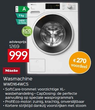 Promoties Miele wasmachine wwd164wcs - Miele - Geldig van 17/11/2023 tot 27/11/2023 bij Selexion