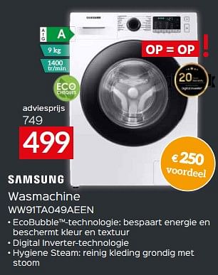 Promoties Samsung wasmachine ww91ta049aeen - Samsung - Geldig van 17/11/2023 tot 27/11/2023 bij Selexion