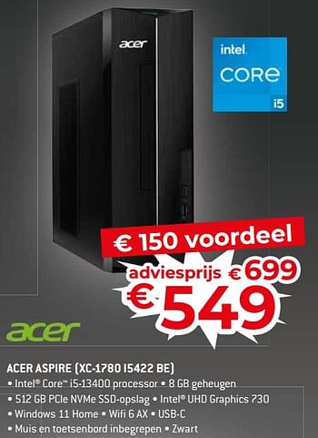 Promoties Acer acer aspire xc-1780 i5422 be - Acer - Geldig van 17/11/2023 tot 27/11/2023 bij Exellent