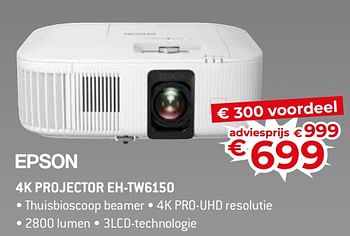 Promoties Epson 4k projector eh-tw6150 - Epson - Geldig van 17/11/2023 tot 27/11/2023 bij Exellent