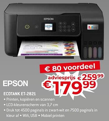 Promoties Epson ecotank et-2821 - Epson - Geldig van 17/11/2023 tot 27/11/2023 bij Exellent