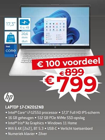Promoties Hp laptop 17-cn2012nb - HP - Geldig van 17/11/2023 tot 27/11/2023 bij Exellent