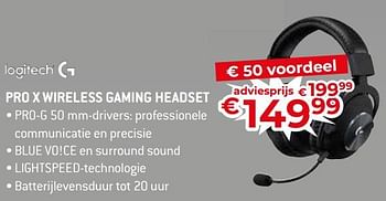 Promoties Logitech pro x wireless gaming headset - Logitech - Geldig van 17/11/2023 tot 27/11/2023 bij Exellent