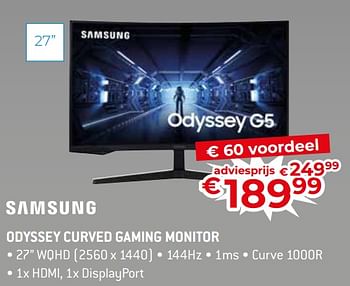 Promoties Samsung odyssey curved gaming monitor - Samsung - Geldig van 17/11/2023 tot 27/11/2023 bij Exellent