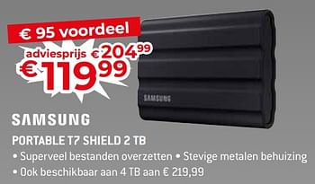 Promoties Samsung portable t7 shield 2 tb - Samsung - Geldig van 17/11/2023 tot 27/11/2023 bij Exellent