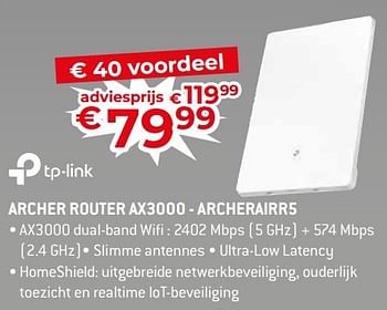 Promoties Tp-link archer router ax3000 - archerairr5 - TP-LINK - Geldig van 17/11/2023 tot 27/11/2023 bij Exellent