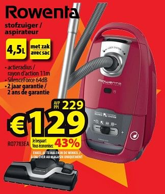 Promoties Rowenta stofzuiger - aspirateur ro7783ea - Rowenta - Geldig van 22/11/2023 tot 29/11/2023 bij ElectroStock