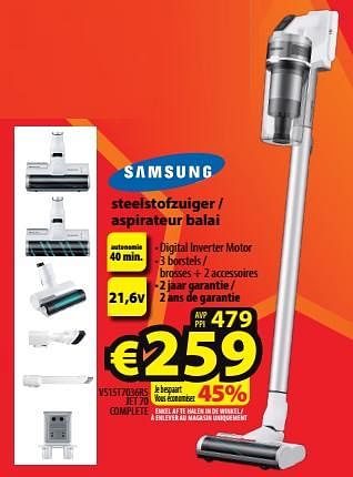 Promotions Samsung steelstofzuiger - aspirateur balai vs15t7036r5 jet 70 complete - Samsung - Valide de 22/11/2023 à 29/11/2023 chez ElectroStock