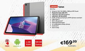 Promoties Lenovo tablet m10 plus - Lenovo - Geldig van 17/11/2023 tot 27/11/2023 bij Compudeals