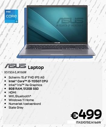 Promoties Asus laptop x515ea-ej4166w - Asus - Geldig van 17/11/2023 tot 27/11/2023 bij Compudeals