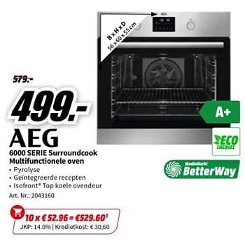 Promoties Aeg 6000 serie surroundcook multifunctionele oven - AEG - Geldig van 23/11/2023 tot 27/11/2023 bij Media Markt
