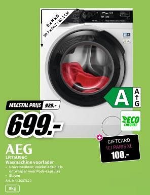 Promoties Aeg lr76u96c wasmachine voorlader - AEG - Geldig van 23/11/2023 tot 27/11/2023 bij Media Markt