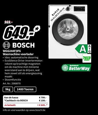 Promoties Bosch wgg244f3fg wasmachine voorlader - Bosch - Geldig van 23/11/2023 tot 27/11/2023 bij Media Markt