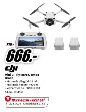Promoties Dji mini 3 - fly more combo drone - DJI - Geldig van 23/11/2023 tot 27/11/2023 bij Media Markt