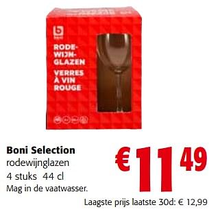 Promoties Boni selection rodewijnglazen - Boni - Geldig van 15/11/2023 tot 28/11/2023 bij Colruyt