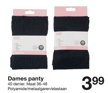 Promotions Dames panty - Produit maison - Zeeman  - Valide de 18/11/2023 à 27/11/2023 chez Zeeman
