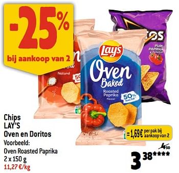 Promoties Chips lay’s oven en doritos - Lay's - Geldig van 22/11/2023 tot 28/11/2023 bij Smatch
